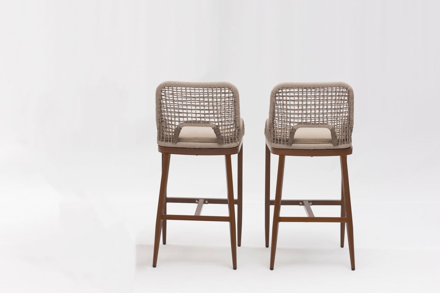 US Furnishing Indoor & Outdoor Weatherproof Bar Stools, Bar Stool 25' Counter Height /30' Bar HeightIndoor & Outdoor Waterproof Hand-Crafted Stool, Gray. Brown 2pcs