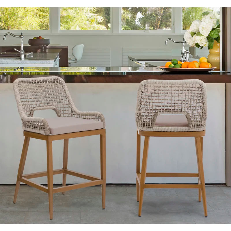 US Furnishing Indoor and Outdoor Waterproof Hand-Crafted Stool, Counter Height Stool Bar Chair Home Back Dining Chair Comfortable Simple and Beautiful Counter Chair Twill/ Plaid