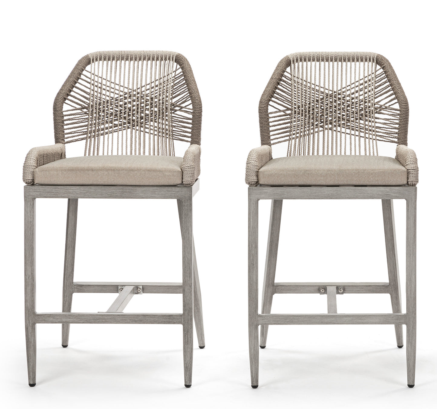 US Furnishing indoor Outdoor Weatherproof Bar Stools, Bar Stool 25' Counter Height and 30'Bar Height Brown/Light Gray