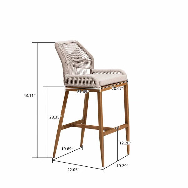 US Furnishing Indoor & Outdoor Weatherproof Bar Stools, Bar Stool 25' Counter Height /30' Bar HeightIndoor & Outdoor Waterproof Hand-Crafted Stool, Gray. Brown 2pcs